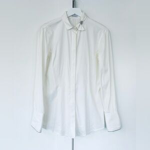Brunello Cucinelli White Cotton stretch Button Up Blouse size XS Made In Italy